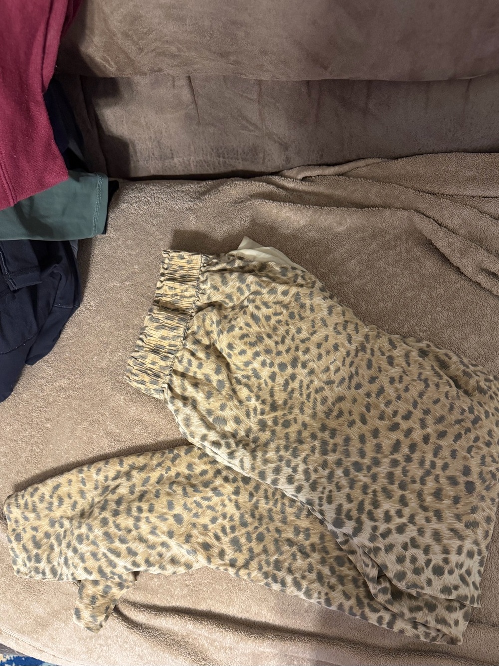 Diane Gilman Beige Leopard Print Pull-On Pants